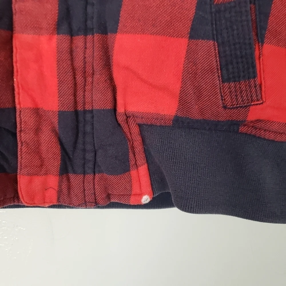 Osh Kosh Full Zip Jacket Red Navy Plaid Sherpa 6 S